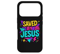 Saved By Jesus Christian Retro 80s 90s Memphis Pop Aesthetic Case for iPhone 17 Pro