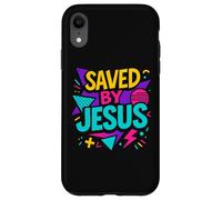 Saved By Jesus Christian Retro 80s 90s Memphis Pop Aesthetic Case for iPhone XR