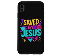 Saved By Jesus Christian Retro 80s 90s Memphis Pop Aesthetic Case for iPhone XS Max