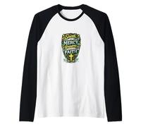 Saved By Mercy Growing Through Faith Christian Design Raglan Baseball Tee