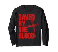 Saved By The Blood Cross of Nails Christ Follower Christian Long Sleeve T-Shirt