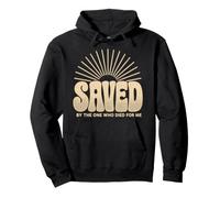 Saved By The One Who Died For Me Retro Sunburst Christian Pullover Hoodie