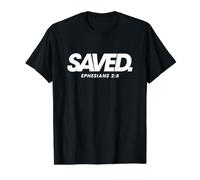Saved - Ephesians 2 8 Bible Verse Faith Christian Value Graphic T-Shirt, Men, Black, XL
