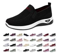 Saved for Later Items Ladies Trainers Wide Fit Wedge Walking Sneakers Casual Fashion Non Slip Walking Shoes Lightweight Low Top Lace Up Slip on Slip on Trainers Women Black 6.5