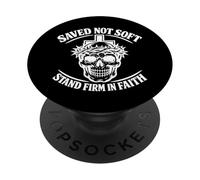 Saved Not Soft Skull Crown Thorns Punk Vintage Christian Emo PopSockets Adhesive PopGrip