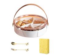 SAVEFORHO Clear Divided Serving Tray with Lid & Handle, Snackle Box Charcuterie Container, Portable Serving Platters with 5 Compartments Snack Tray Snack Organizer for Candy, Fruits, Nuts