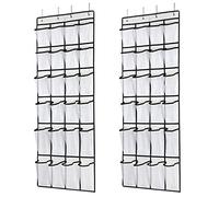 SAVERHO Hanging Shoe Organizer, Over The Door Shoe Organizer with 24 Mesh Large Pockets Door Shoe Rack for Men Women Kids Hanging Door Shoe Holder Size:58x21 Inch (White-2pack)
