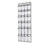 SAVERHO Over The Door Shoe Organizer, Hanging Shoe Organizer with 24 Mesh Large Pockets Door Shoe Rack Organizer for Men Women Kids Hanging Shoe Storage Bag.(White)
