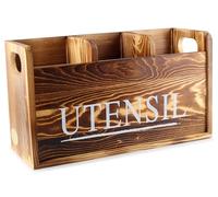 Saverstate Kitchen Utensil Holder Nice Size Utensil Holder for Kitchen Counter 3 Compartment with removable front bar for Efficient Utensil Organizer and Cooking Tools Storage (Rustic Brown)