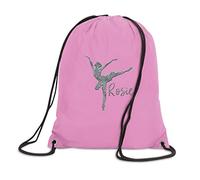 SaveThePeople Custom Name Personalised Dancer Gymnast Drawstring School PE Bag Childrens Gym Sack Backpack Tote Dancing Bag Ballet Cute Glitter (Light Pink)