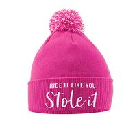 SaveThePeople Ride It Like You Stole It Bobble Hat- Horse Riding Hat - Equestrian Accessories - Horse Gifts for Girls - Horse Loving Girls - Winter Beanie Hats for Girls - Horse Riding Presents Women