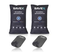 SAVEX 1KG Car Dehumidifier Bag, Reusable Silica Gel, Anti-Slip, 2 Pack | Moisture absorber, prevents condensation dampness & mould, colour indicator, car interior