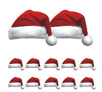 SAVEX Christmas Red Velvet Material Hat With Trim & Pom Pom Perfect For New Year, Christmas Party Adults, Kids | Deluxe Christmas Santa Hat | Xmas Hat | Santa Hat (Red- 12Pcs)