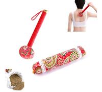 SavgU 2pcs Massage Tools,Manual Body Wormwood Massage Hammer & Wormwood Pillow, Lymphatic Drainage,Pain & Stress Relief for Neck, Shoulder, Thigh, Leg & Back - Sore Muscle Relief (red)