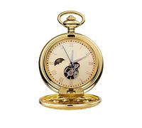 SaVgu Pocket Watch Pocket Watch Pocket Watch with Chain Golden Traditional Time Skeleton Steampunk Analog Fob Long Chain Clock Mechanical Pocket Watch (Color : B)