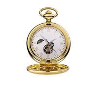 SaVgu Pocket Watch Pocket Watch Pocket Watch with Chain Golden Traditional Time Skeleton Steampunk Analog Fob Long Chain Clock Mechanical Pocket Watch (Color : F)