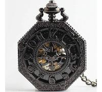 SaVgu Pocket Watch Pocket Watch Women's Pocket Watches Vintage Mechanical Pocket Watch with Chain Xmas Gift Men's Pocket Watches (Color : Black)