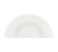 Savi Home Half Circle Bohemian Bathroom Rug with Handwoven Chrochet Border, Beautifully Handcrafted 100% Cotton Mat - 22x42, Round Boho Bedroom Rug, Boho Bathroom Décor, Machine Washable - White