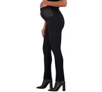 Savi Parker Women's Maternity Jeans Under The Belly - Comfy Stretch Straight Leg Distressed Maternity Jeans - 29" Inseam, Black, Large