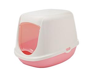 Savic Cat Litter Pan Duchesse with Door, 44 x 35 x 32 cm, Pink-White