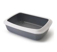 Savic Iriz Litter Tray with Protective Edge - 50cm - Light Grey & White