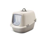 Savic Leo Happy Planet Cat Litter Tray - Grey Granite Mocha - Large Model with Hood - Recycled Material - Transparent Door - Carbon Filter - 50 x 39 x 41 cm