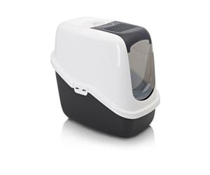 Savic Nestor Cat Toilet Home White/Black 56x39x38.5cm - Cat Litter Hood Tray