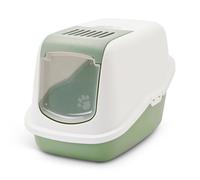 Savic Nestor Covered Litter Box - Botanical Green/White