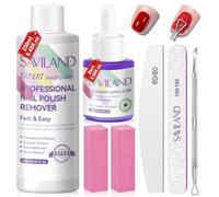 Saviland 100% Acetone Nail Polish Remover: Acrylic Remover Kit With Cuticle Oil Nail Files Nail Buffers Cuticle Peeler For Nail Polish, Dip Powder, Gel Nail Polish, Acrylic Remover & Gel Extension