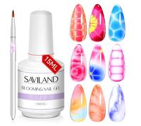 Saviland 15ml Clear Blooming Gel with Nail Art Brush Blooming Gel Nail Polish Soak Off U V LED Manicure Kit for Spreading Marbles Effect Nail Salon Home DIY