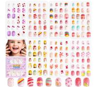 SAVILAND 168 Pieces Kids Stick on Nails: 7 Days Of Ever-Changing Looks Press on Nails for Kids 8-12 Years Pre-Glue Full Cover Fake Nail for Girls Kid Parties Sleepovers Makeovers LittleNailArtist