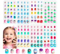 SAVILAND 168 Pieces Stick on Nails: 7 Packs 7 Days Of Ever-Changing Looks Press on Nails Cute Fake Nails Pre Glue Full Cover Short Stick On Nail Gift