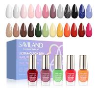 SAVILAND 24-Color Nail Polish Set: Ultra Quick Dry Regular Nail Polish Kit Long-Lasting Nail Varnish with Base & Top Polish Coat Glitter Pink Red Brown Color Nail Varnish Set for Women Nail Art DIY