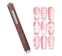 SAVILAND 3-in-1 Cat Eye Magnet for Nails: 4X High Strength Nail Magnet Round Long Strip Bead Versatile Effects Precise 3S Shaping N35 Neodymium Wood Handle Magnet Wand Stick for Nail Art Home DIY