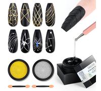 SAVILAND 3D Spider Gel for Nail Art, 5g Clear Elastic Spider Gel Polish with Metallic Silver Gold Chrome Nail Powder for Easy 3D Design Drawing Liner Beginner DIY Manicures Home Salon Use