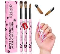 SAVILAND 3PCS Ultra Smooth Acrylic Nail Brush: Size 8/10/14 Pink Leopard Print Handle Professional Acrylic Brushes for 3D Nail Carving & Nail Extension Salon Home DIY
