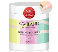 Saviland 60g Clear Dipping Powder - 2.1oz Big Bottle Dip Powder French Nail Art Starter Manicure, Strengthen NailPowder, Dip Nail Powder Kit Easy for Nail Beginners to Use No Nail Lamp Needed