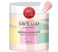 Saviland 60g Nudes Dipping Powder - 2.1oz Big Bottle Dip Powder French NailArt Starter Manicure,Strengthen NailPowder, Dip Nails Kit Easy for Nail Beginner to Use No UV Lamp Needed