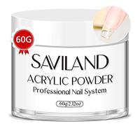 Saviland Acrylic Powder - 60g Clear Acrylic Nail Powder - Large Capacity - Professional Polymer Application for Nail Extension, French Manicure & Nail Carving