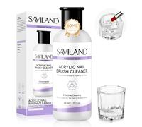 SAVILAND Advanced Acrylic Nail Brush Cleaner with Dappen Dish Effective Cleaning Non-Irritating Acrylic Nail Art Brush Cleaner for Salon & DIY Brush Care