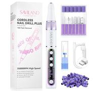 SAVILAND Advanced Cordless Electric Nail Drill: 10S Fast Removal 35000 RPM High Speed Nail File Kit for Acrylic Nail Tool Professional Rainbow Light LED Display Pro Manicure Kit Salon Travel Nail Tech