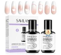 SAVILAND Advanced Dilution-Free Airbrush Gel Nail Polish: 2 PCS 20ml White Gel Nail Polish for Airbrush Non-Acetone High Pigmented Colors Airbrush Paint with Castor Oil & VE for Ombre French Nails