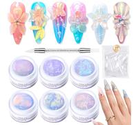 SAVILAND Advanced Non-Sticky Solid Builder Gels Kit: 6PCS Aurora Colors 30 Days Long-Wear 3D Gel Builder for Nails 4-in-1 Sculpting Gel for Nail Art with Castor Oil Gentle on Nails Salon Use