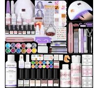 SAVILAND All-In-1 Acrylic Nail Kit with Drill: Nourishing Acrylic Nail Kit Full Set for Beginners Clear White Pink Acrylic Powder Liquid Set 88W Nail Lamp Gel Nail Polish For Home DIY Use As Gift