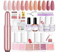 Saviland All-In-1 Nail Builder Gels Kit: 6 Classic Colors Builder NailGel With Drill Mini Nail Lamp Nail Glue Gel Base Top Coat, Hard Gel for Nail Extension Builder Gels for Nails Starter Kits