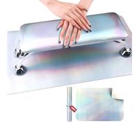 SAVILAND Arm Rest for Nails Tech: Larger Nail Arm Rest Holographic Soft Premium Faux Leather Nail Pillow Non-Slip Protective Nail Table Mat Detachable Nail Hand Rest Pro-Salon Manicure for Clients