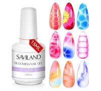 Saviland Blooming Gel Nail Polish - 15ml Clear Blooming Gel Soak Off U V LED for Spreading Effects Nail Painting Marble Watercolour Bloom Gels Polish Home DIY Nail Art Design