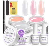 Saviland Builder Gels Nail Kit -3PCS*30g Clear Nudes Pink Hard Gel for Nails Extension Gel Set with 100pcs Nail Forms & Nail Brush Nail Art Manicure Set for DIY at Home