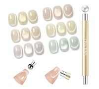 SAVILAND Cat Eye Magnet for Nails: 5X Ultra Strong Magnetic Double Headed Nail Magnet for Cat Eye Gel Polish Magnet Stick Tool with Round Magnetic Bead for Multi Velvet Nails Home DIY Use, Champagne