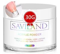 Saviland Clear Acrylic Powder - 30g Professional Acrylic Nail Powder for Acrylic Nails Extension, Professional Nail Acrylic Powder for 3D Nail Art, Nail Decoration No Need Nail Lamp